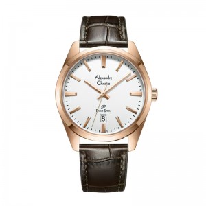Alexandre Christie AC 1035 Rosegold White Leather Man MDLRGSL